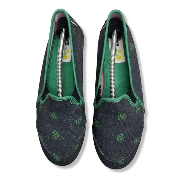 Keds Studio Womens Size 8.5 Custom Slip On Shoes Blue Green Galaxy Pentagram - Picture 1 of 8